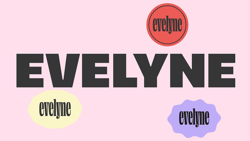 Evelyne, logotyp och varumärke gjort av Relativt